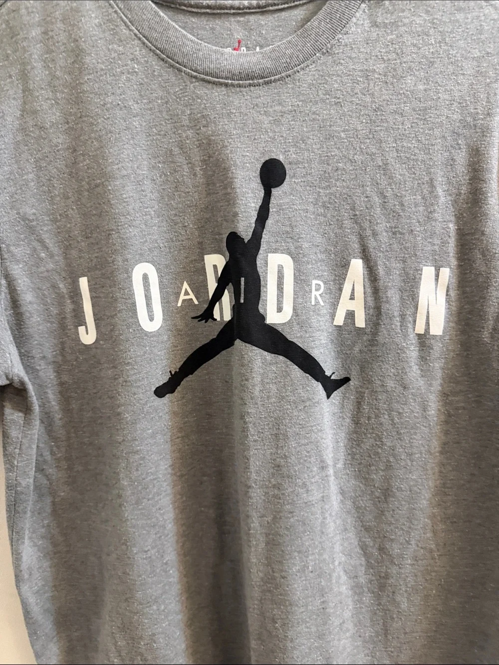 Jordan Gray Short Sleeve Tee with Black Jumpman- MENS